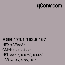Color code: RGB 174.1 162.8 167 | qconv.com