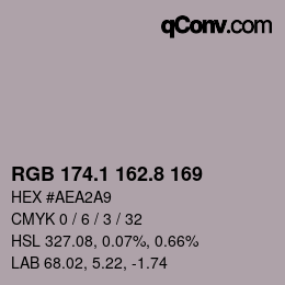 Color code: RGB 174.1 162.8 169 | qconv.com