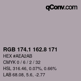 Farbcode: RGB 174.1 162.8 171 | qconv.com