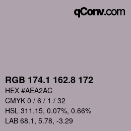 Color code: RGB 174.1 162.8 172 | qconv.com