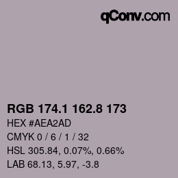 Color code: RGB 174.1 162.8 173 | qconv.com