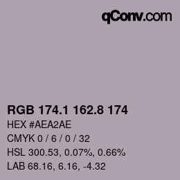 Color code: RGB 174.1 162.8 174 | qconv.com