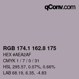 カラーコード: RGB 174.1 162.8 175 | qconv.com