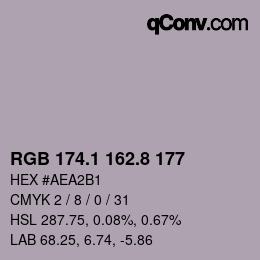 Color code: RGB 174.1 162.8 177 | qconv.com