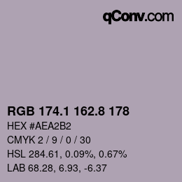 Color code: RGB 174.1 162.8 178 | qconv.com
