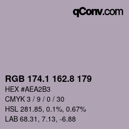 Código de color: RGB 174.1 162.8 179 | qconv.com