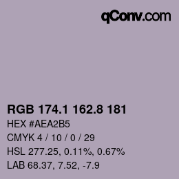 Color code: RGB 174.1 162.8 181 | qconv.com