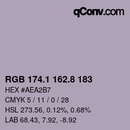 Código de color: RGB 174.1 162.8 183 | qconv.com