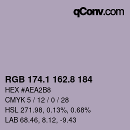 Color code: RGB 174.1 162.8 184 | qconv.com