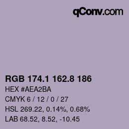 Farbcode: RGB 174.1 162.8 186 | qconv.com