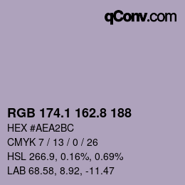 Color code: RGB 174.1 162.8 188 | qconv.com