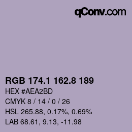 Farbcode: RGB 174.1 162.8 189 | qconv.com