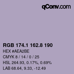 カラーコード: RGB 174.1 162.8 190 | qconv.com