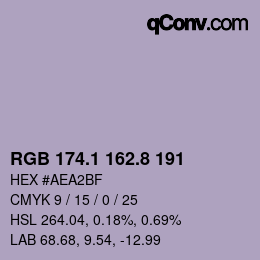 Color code: RGB 174.1 162.8 191 | qconv.com