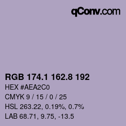 カラーコード: RGB 174.1 162.8 192 | qconv.com