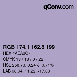 カラーコード: RGB 174.1 162.8 199 | qconv.com