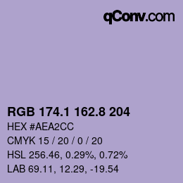 カラーコード: RGB 174.1 162.8 204 | qconv.com