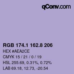 Color code: RGB 174.1 162.8 206 | qconv.com