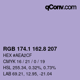 カラーコード: RGB 174.1 162.8 207 | qconv.com