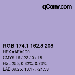 カラーコード: RGB 174.1 162.8 208 | qconv.com