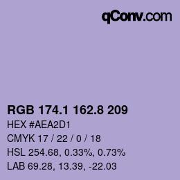 カラーコード: RGB 174.1 162.8 209 | qconv.com