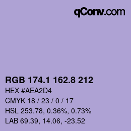 Color code: RGB 174.1 162.8 212 | qconv.com