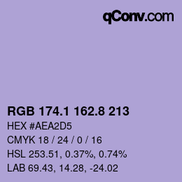 Código de color: RGB 174.1 162.8 213 | qconv.com