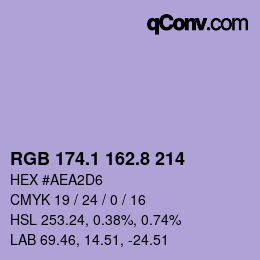 Código de color: RGB 174.1 162.8 214 | qconv.com