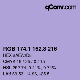 Farbcode: RGB 174.1 162.8 216 | qconv.com