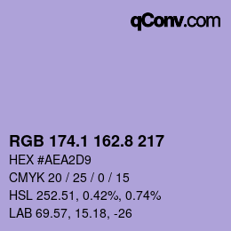 Color code: RGB 174.1 162.8 217 | qconv.com