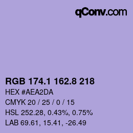 カラーコード: RGB 174.1 162.8 218 | qconv.com