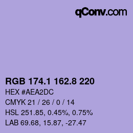 カラーコード: RGB 174.1 162.8 220 | qconv.com