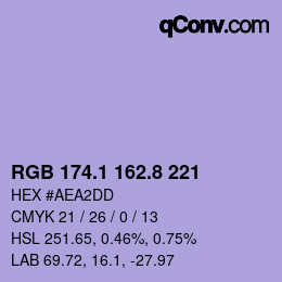 カラーコード: RGB 174.1 162.8 221 | qconv.com