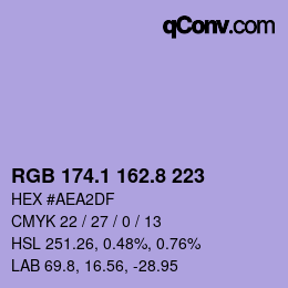 カラーコード: RGB 174.1 162.8 223 | qconv.com