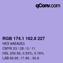 カラーコード: RGB 174.1 162.8 227 | qconv.com