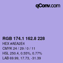 カラーコード: RGB 174.1 162.8 228 | qconv.com