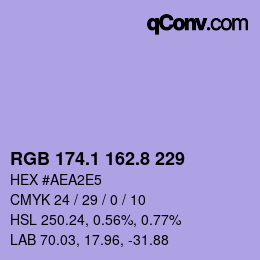 カラーコード: RGB 174.1 162.8 229 | qconv.com