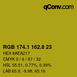 カラーコード: RGB 174.1 162.8 23 | qconv.com
