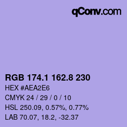 カラーコード: RGB 174.1 162.8 230 | qconv.com