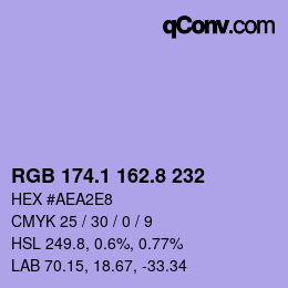 Color code: RGB 174.1 162.8 232 | qconv.com