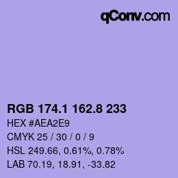 カラーコード: RGB 174.1 162.8 233 | qconv.com