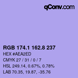 Color code: RGB 174.1 162.8 237 | qconv.com