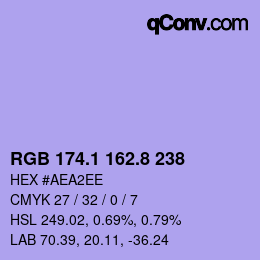 カラーコード: RGB 174.1 162.8 238 | qconv.com