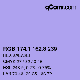 カラーコード: RGB 174.1 162.8 239 | qconv.com