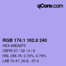 カラーコード: RGB 174.1 162.8 240 | qconv.com