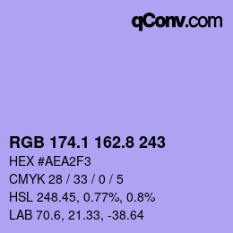 カラーコード: RGB 174.1 162.8 243 | qconv.com