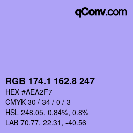 カラーコード: RGB 174.1 162.8 247 | qconv.com