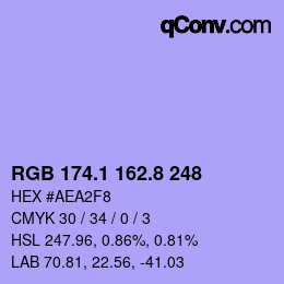 カラーコード: RGB 174.1 162.8 248 | qconv.com