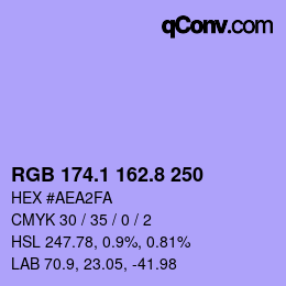 カラーコード: RGB 174.1 162.8 250 | qconv.com