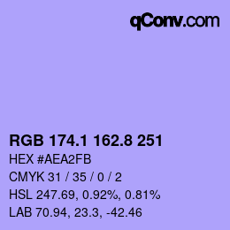 カラーコード: RGB 174.1 162.8 251 | qconv.com